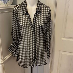Black and White semi sheerCheckered Blouse